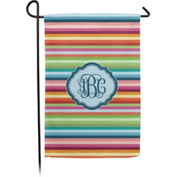 Retro Horizontal Stripes Small Garden Flag - Double Sided w/ Monograms