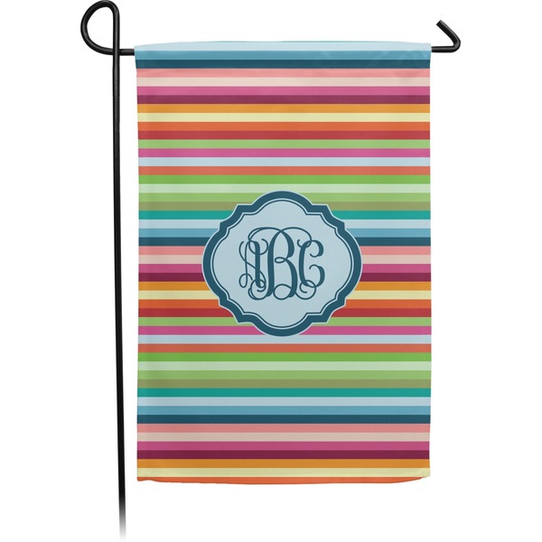 Custom Retro Horizontal Stripes Small Garden Flag - Double Sided w/ Monograms