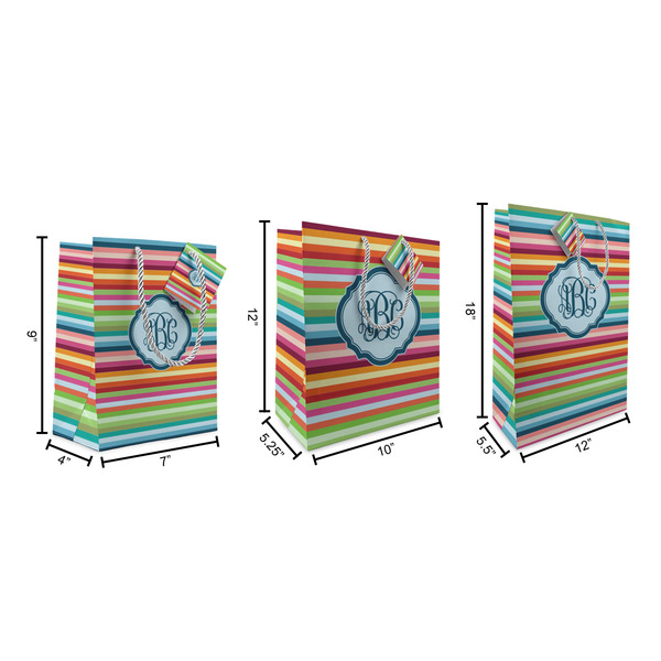 Retro Horizontal Stripes Gift Bags - All Sizes - Dimensions