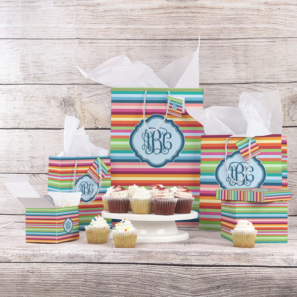 Retro Horizontal Stripes Gift Bags - In Context
