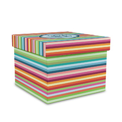 Retro Horizontal Stripes Gift Box with Lid - Canvas Wrapped - Medium (Personalized)