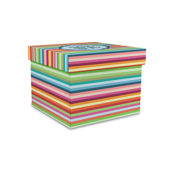 Custom Retro Horizontal Stripes Gift Box with Lid - Canvas Wrapped - Small (Personalized)