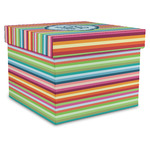 Retro Horizontal Stripes Gift Box with Lid - Canvas Wrapped - X-Large (Personalized)