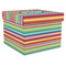 Retro Horizontal Stripes Gift Box with Lid - Canvas Wrapped - X-Large (Personalized)