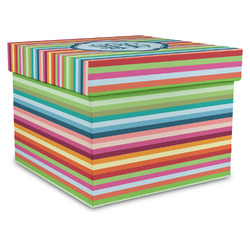 Retro Horizontal Stripes Gift Box with Lid - Canvas Wrapped - XX-Large (Personalized)