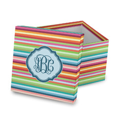 Retro Horizontal Stripes Gift Box with Lid - Canvas Wrapped (Personalized)