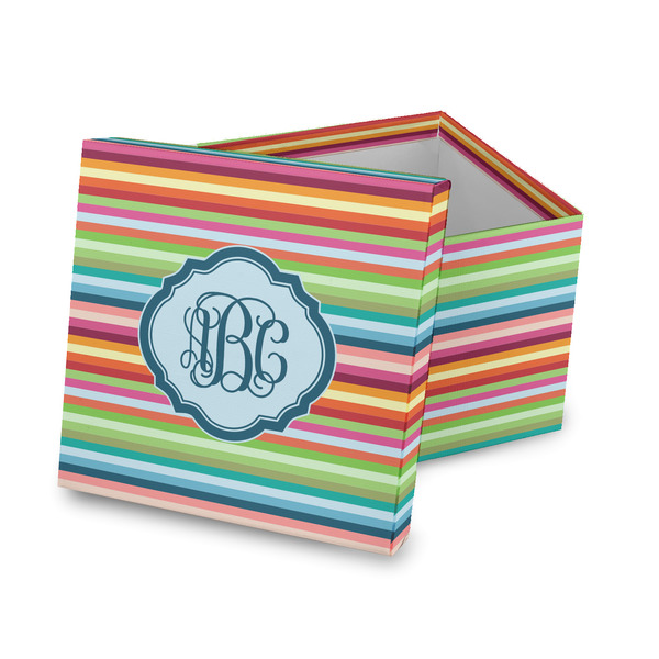 Custom Retro Horizontal Stripes Gift Box with Lid - Canvas Wrapped (Personalized)