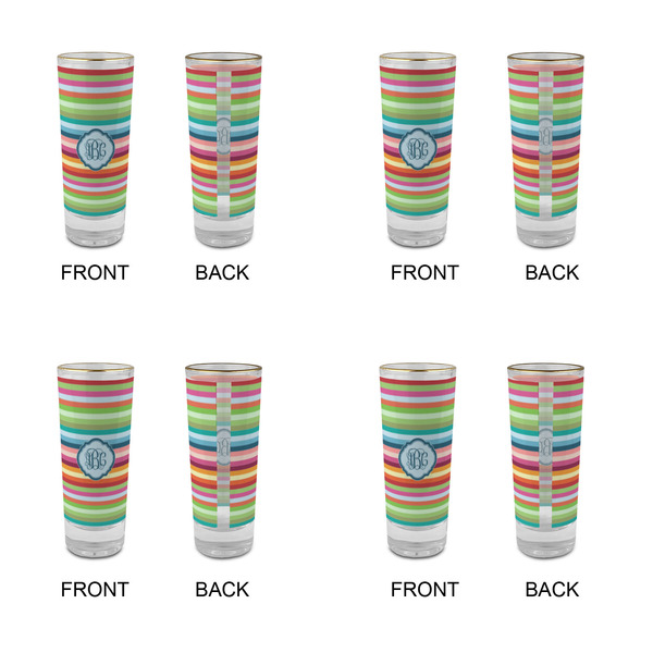 Retro Horizontal Stripes Glass Shot Glass - 2 oz - Set of 4 - APPROVAL