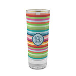 Retro Horizontal Stripes 2 oz Shot Glass -  Glass with Gold Rim - Set of 4 (Personalized)