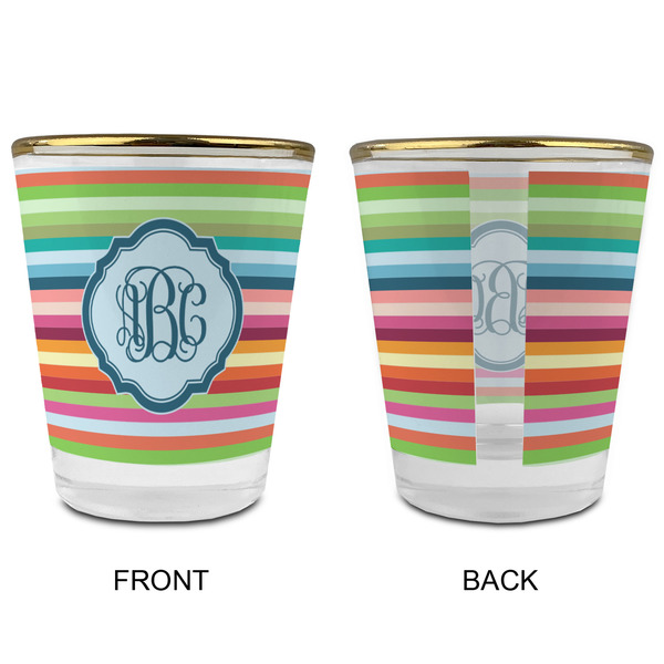 Retro Horizontal Stripes Glass Shot Glass - with gold rim - APPROVAL