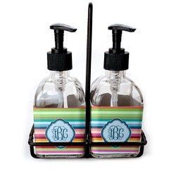 Retro Horizontal Stripes Glass Soap & Lotion Bottles (Personalized)