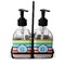 Retro Horizontal Stripes Glass Soap & Lotion Bottles (Personalized)