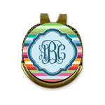 Retro Horizontal Stripes Golf Ball Marker - Hat Clip - Gold