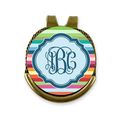 Retro Horizontal Stripes Golf Ball Marker - Hat Clip - Gold