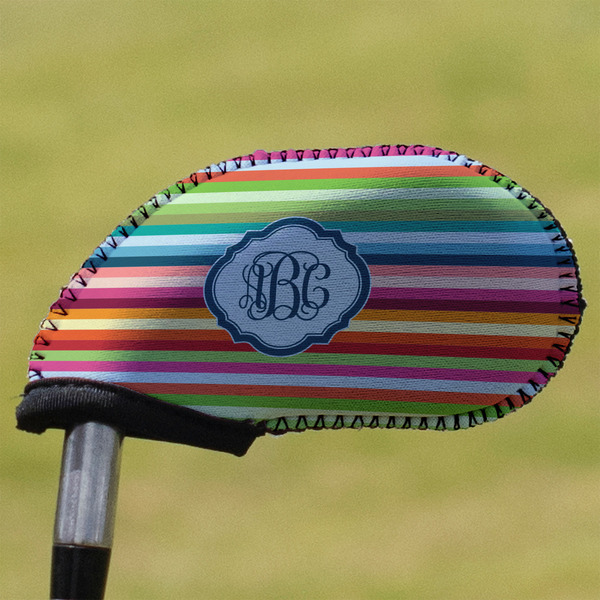 Custom Retro Horizontal Stripes Golf Club Iron Cover (Personalized)