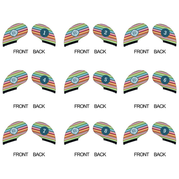 Retro Horizontal Stripes Golf Club Covers - APPROVAL (set of 9)