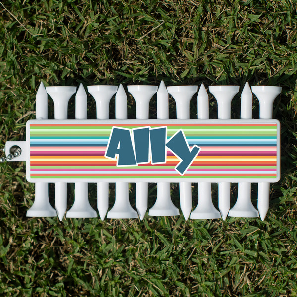 Custom Retro Horizontal Stripes Golf Tees & Ball Markers Set (Personalized)