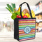 Retro Horizontal Stripes Grocery Bag - LIFESTYLE
