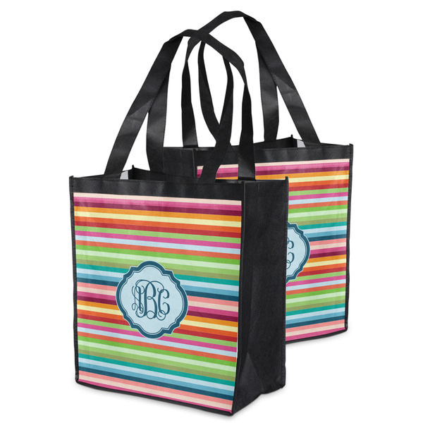 Retro Horizontal Stripes Grocery Bag - MAIN