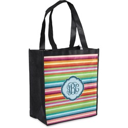 Retro Horizontal Stripes Grocery Bag (Personalized)