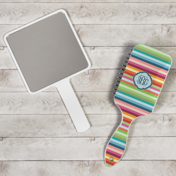 Retro Horizontal Stripes Hair Brush - In Context