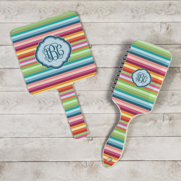 Retro Horizontal Stripes Hand Mirrors - In Context