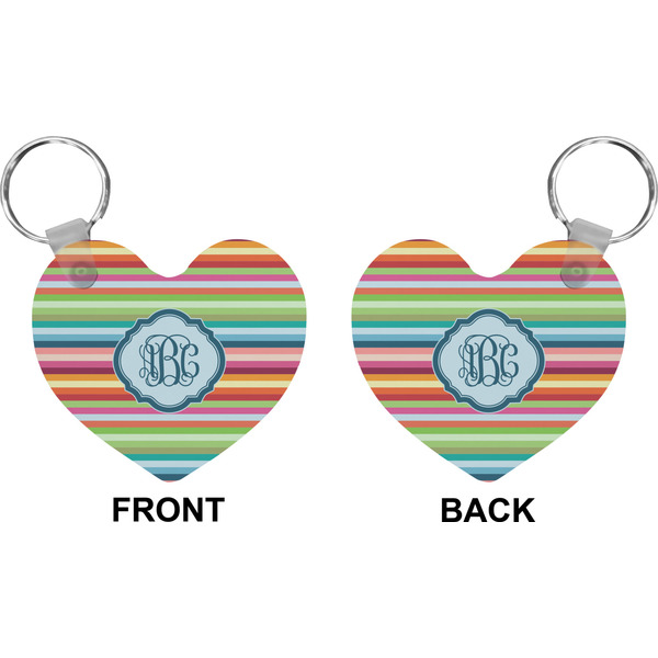 Retro Horizontal Stripes Heart Keychain (Front + Back)