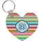 Retro Horizontal Stripes Heart Keychain (Personalized)