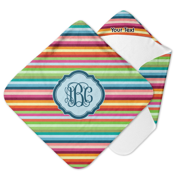 Custom Retro Horizontal Stripes Hooded Baby Towel (Personalized)
