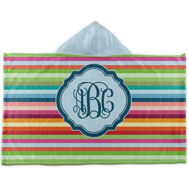 Custom Retro Horizontal Stripes Kids Hooded Towel (Personalized)