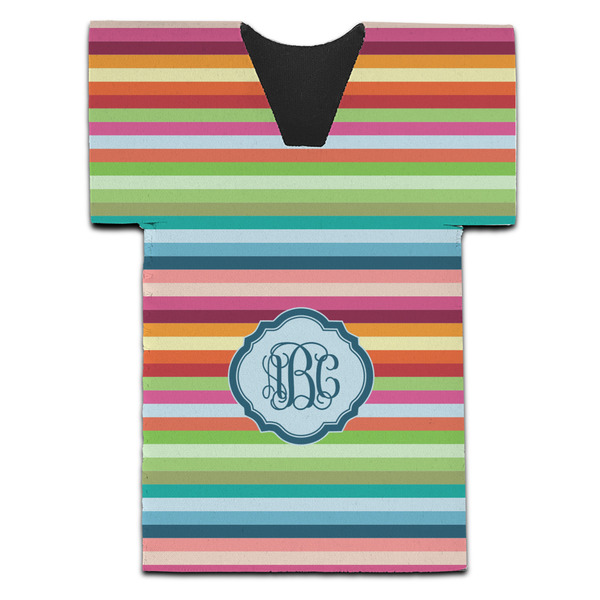 Custom Retro Horizontal Stripes Jersey Bottle Cooler (Personalized)