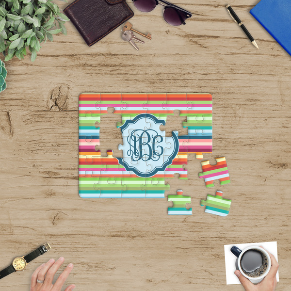 Retro Horizontal Stripes Jigsaw Puzzle 30 Piece - In Context