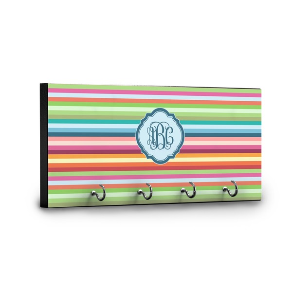 Retro Horizontal Stripes Key Hanger - Front View with Hooks