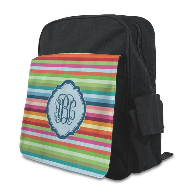 Custom Retro Horizontal Stripes Preschool Backpack (Personalized)