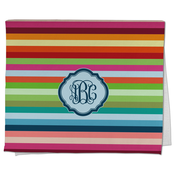 Custom Retro Horizontal Stripes Kitchen Towel - Poly Cotton w/ Monograms