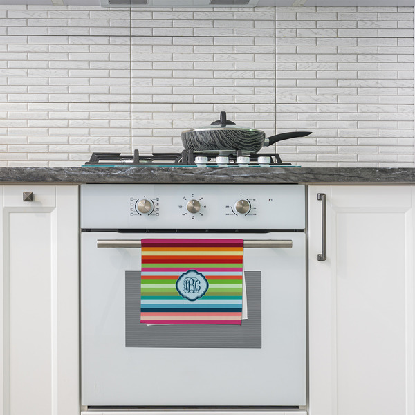 Retro Horizontal Stripes Kitchen Towel - Poly Cotton - Lifestyle