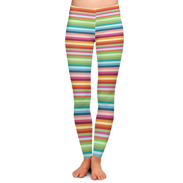 Custom Retro Horizontal Stripes Ladies Leggings - Medium