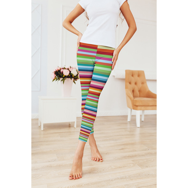 Retro Horizontal Stripes Ladies Leggings - LIFESTYLE 2
