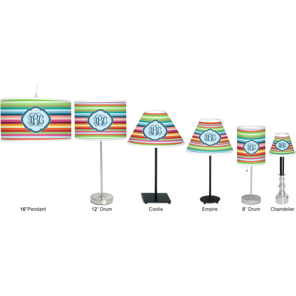 Retro Horizontal Stripes Lamp Full View Size Comparison