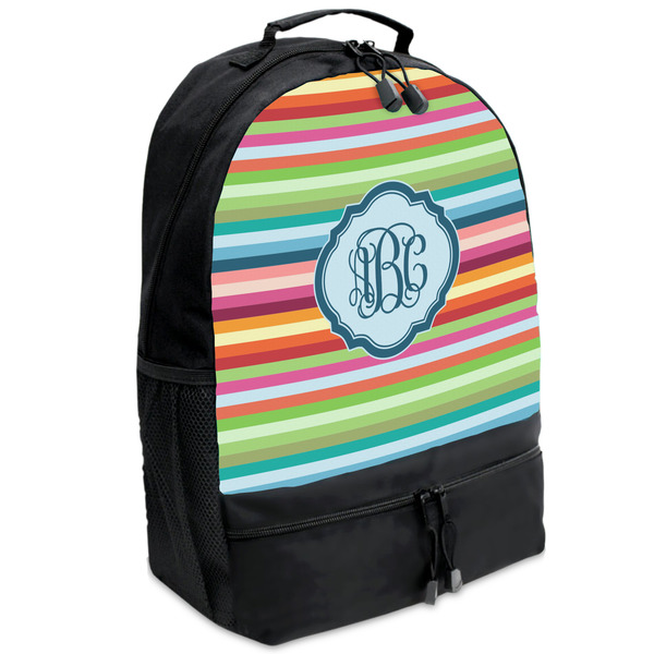 Custom Retro Horizontal Stripes Backpacks - Black (Personalized)