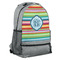 Retro Horizontal Stripes Large Backpack - Gray - Angled View