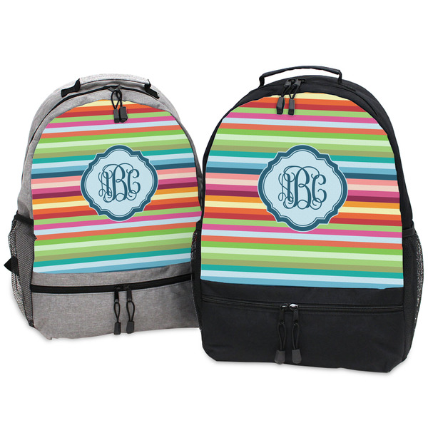 Retro Horizontal Stripes Large Backpacks - Both