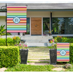 Retro Horizontal Stripes Large Garden Flag - Double Sided (Personalized)