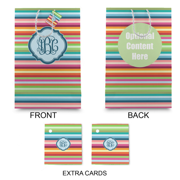 Retro Horizontal Stripes Large Gift Bag - Approval
