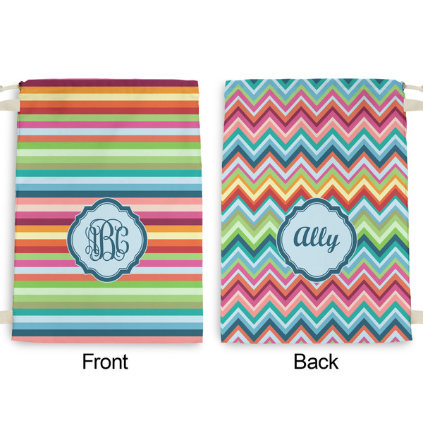Retro Horizontal Stripes Large Laundry Bag - Front & Back View