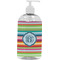 Retro Horizontal Stripes Plastic Soap / Lotion Dispenser (16 oz - Large - White) (Personalized)