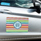 Retro Horizontal Stripes Large Rectangle Car Magnets- In Context