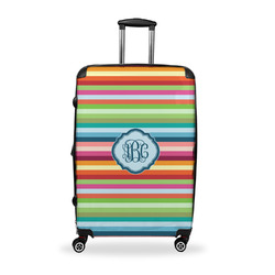 Retro Horizontal Stripes Suitcase - 28" Large - Checked w/ Monogram
