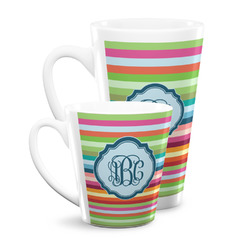 Retro Horizontal Stripes Latte Mug (Personalized)