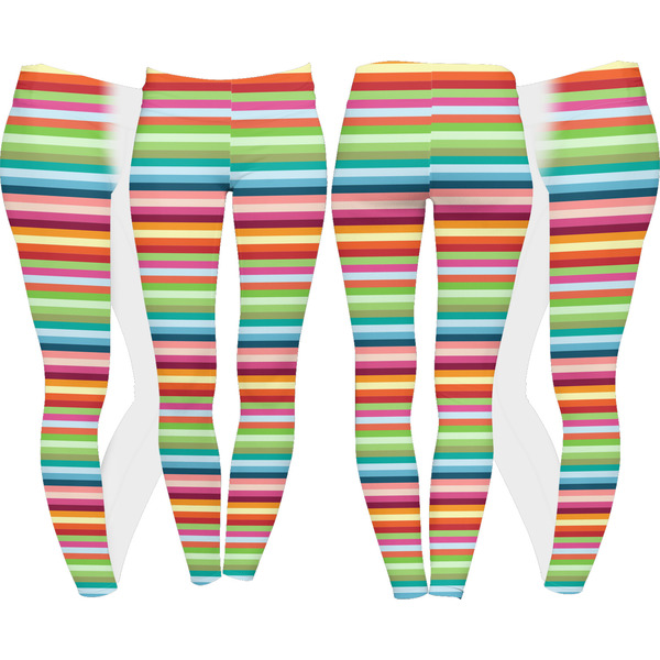 Retro Horizontal Stripes Leggings Turn Around - Apvl